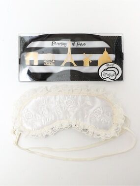 Set of 2 new sleep masks embroidered white silk soft Paris France romantic